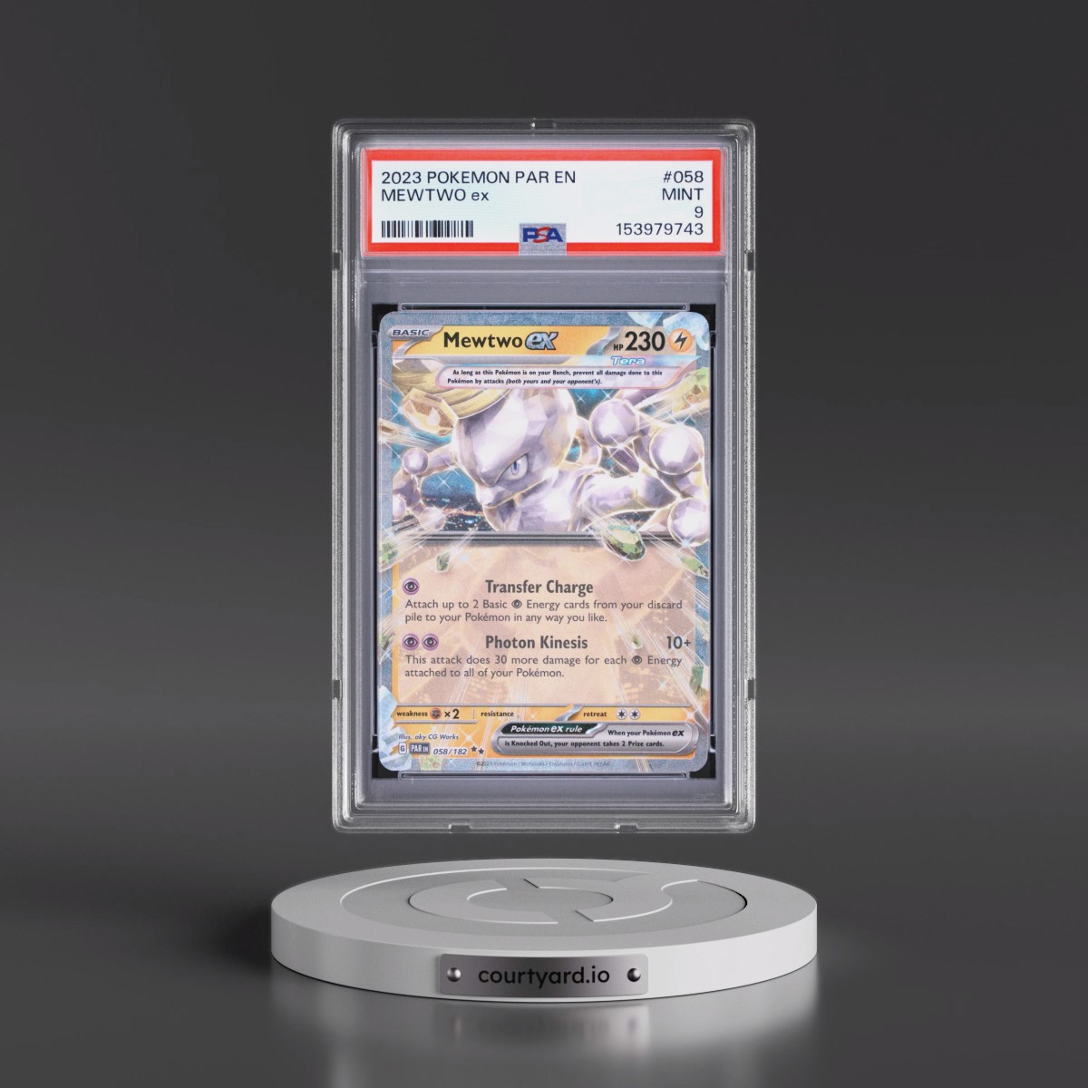 2023 Pokémon Par EN-Paradox Rift #058 Mewtwo EX - Holo (PSA 9 MINT)