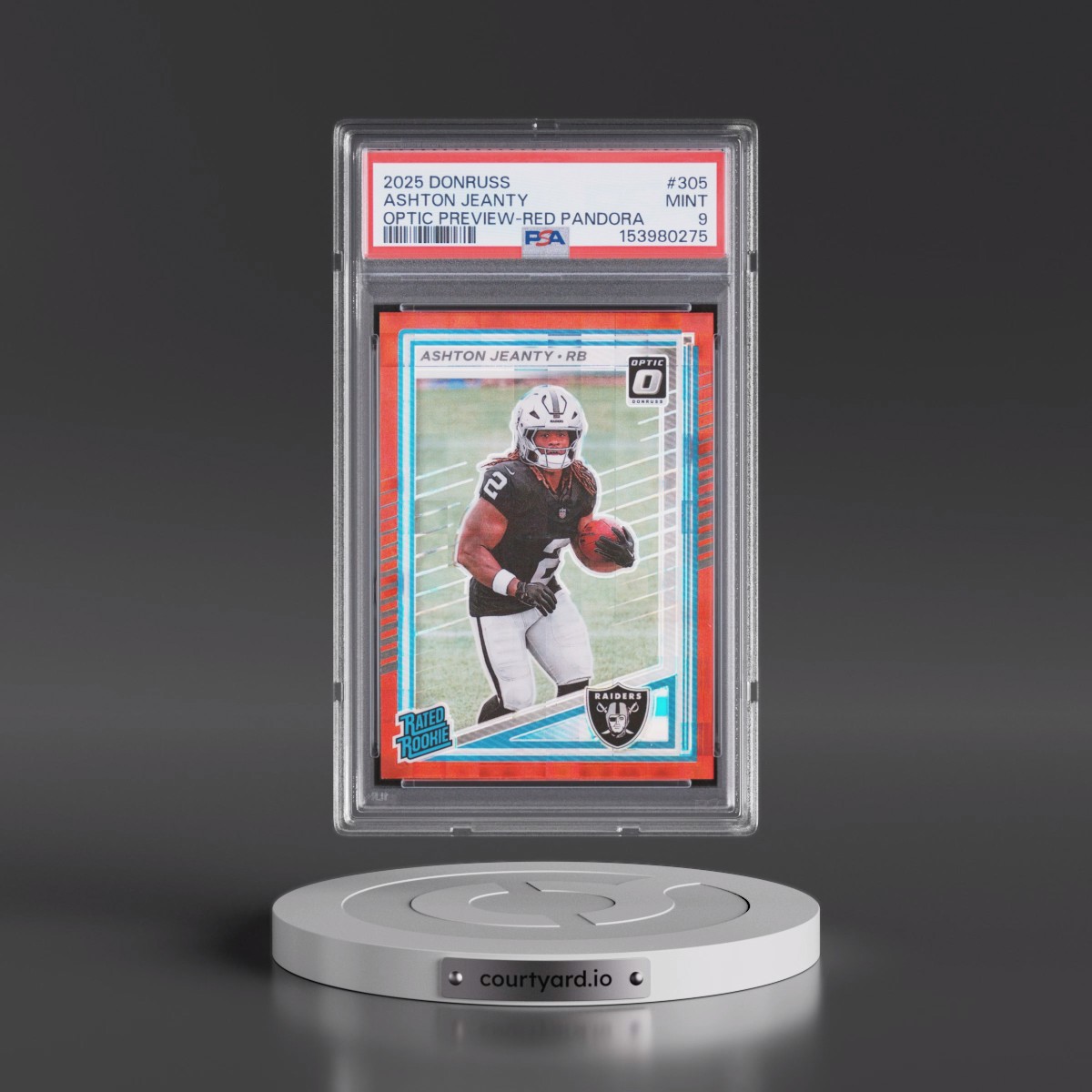 2025 Panini Donruss #305 Ashton Jeanty - Optic Preview-Red Pandora (PSA 9 MINT)