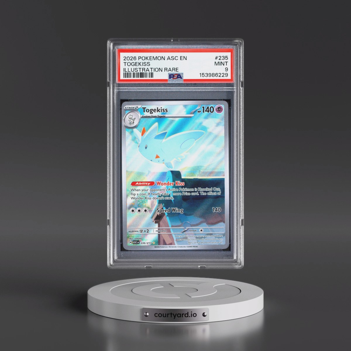 2026 Pokémon Asc EN-Ascended Heroes #235 Togekiss - Illustration Rare (PSA 9 MINT)
