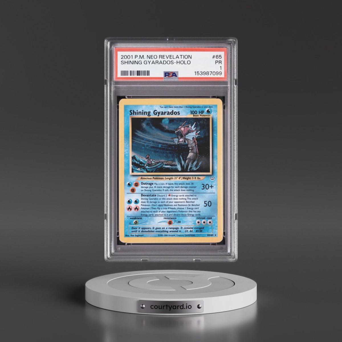 2001 Pokémon Neo Revelation Shining Gyarados - Holo #65 PSA 1