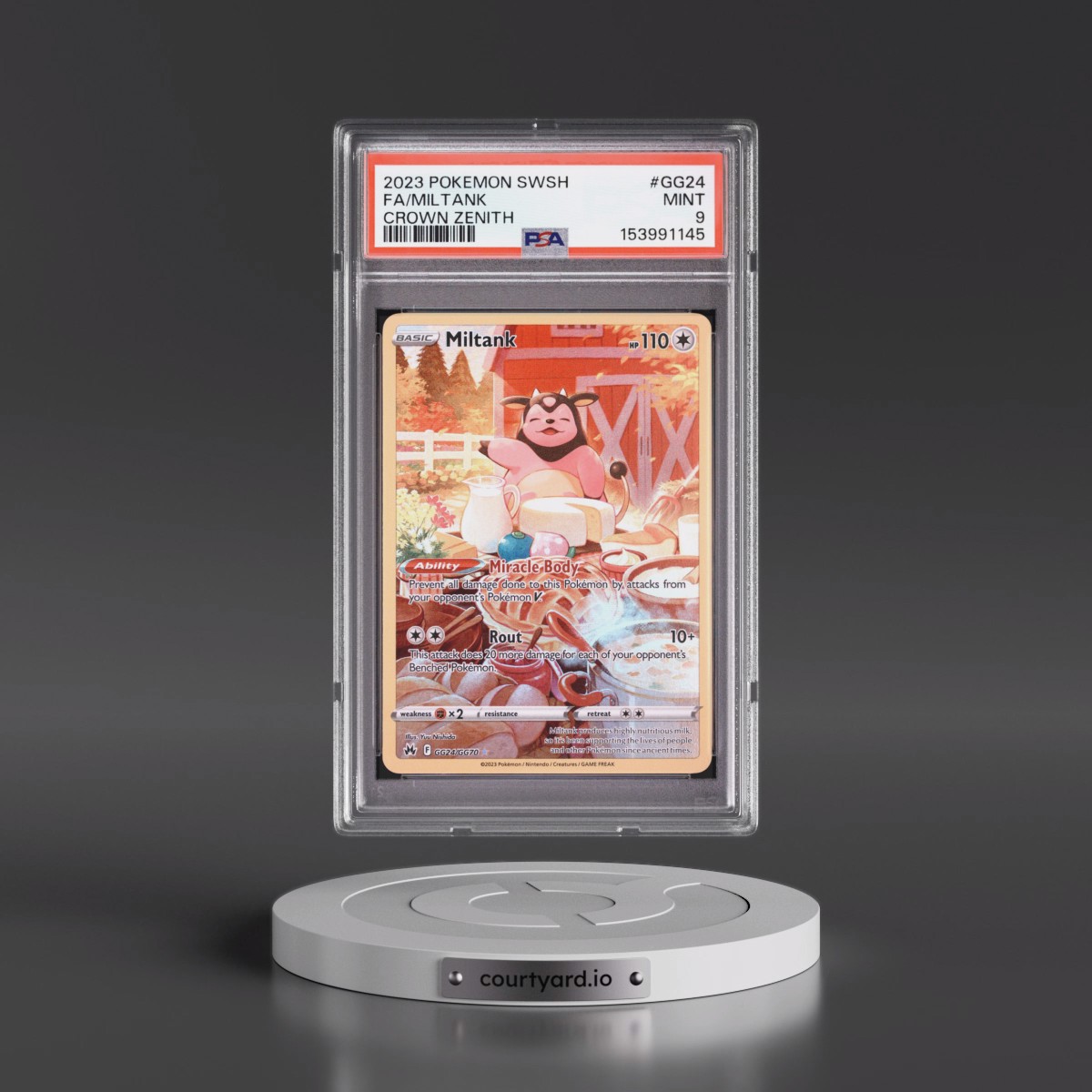 2023 Pokémon Sword and Shield Crown Zenith #GG24 Miltank - Full Art (PSA 9 MINT)