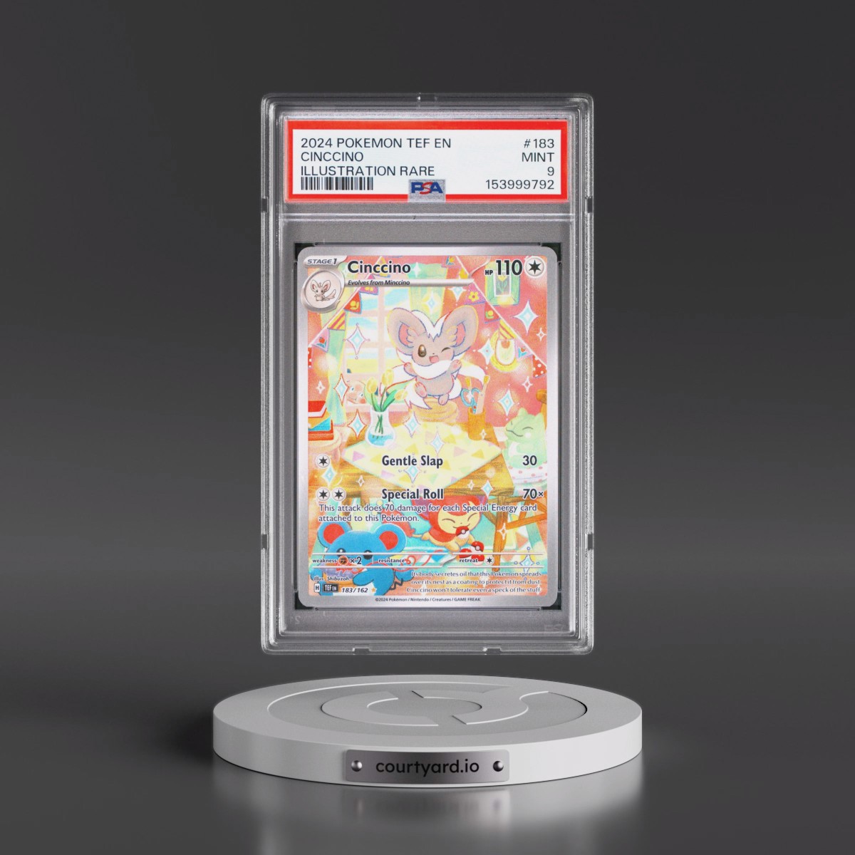 2024 Pokémon Tef EN-Temporal Forces #183 Cinccino - Illustration Rare (PSA 9 MINT)