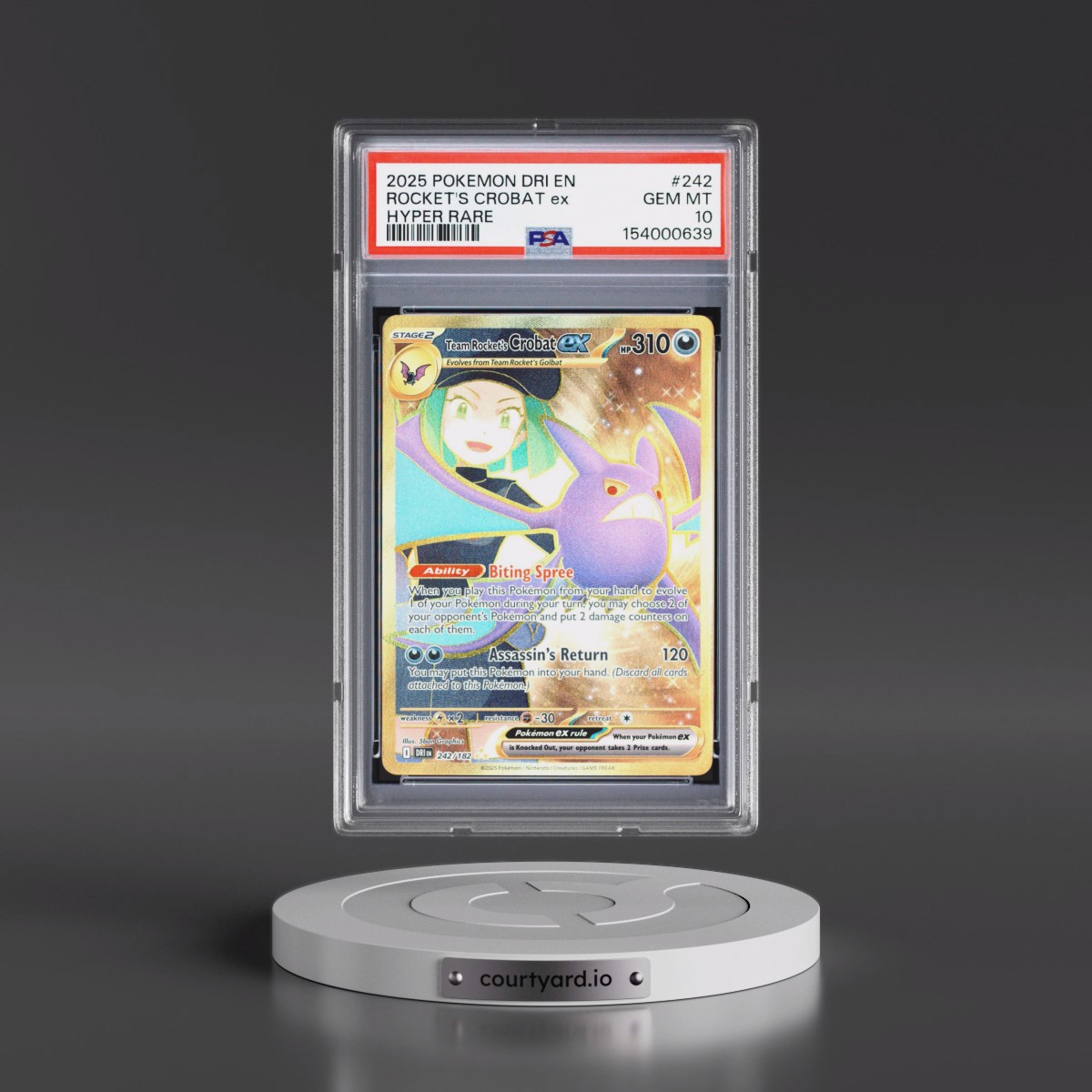 2025 Pokémon Dri EN-Destined Rivals #242 Team Rocket's Crobat EX - Holo Hyper Rare (PSA 10 GEM MINT)