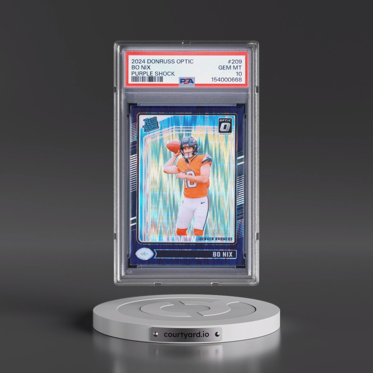 2024 Panini Donruss Optic #209 Bo Nix - Purple Shock (PSA 10 GEM MINT)