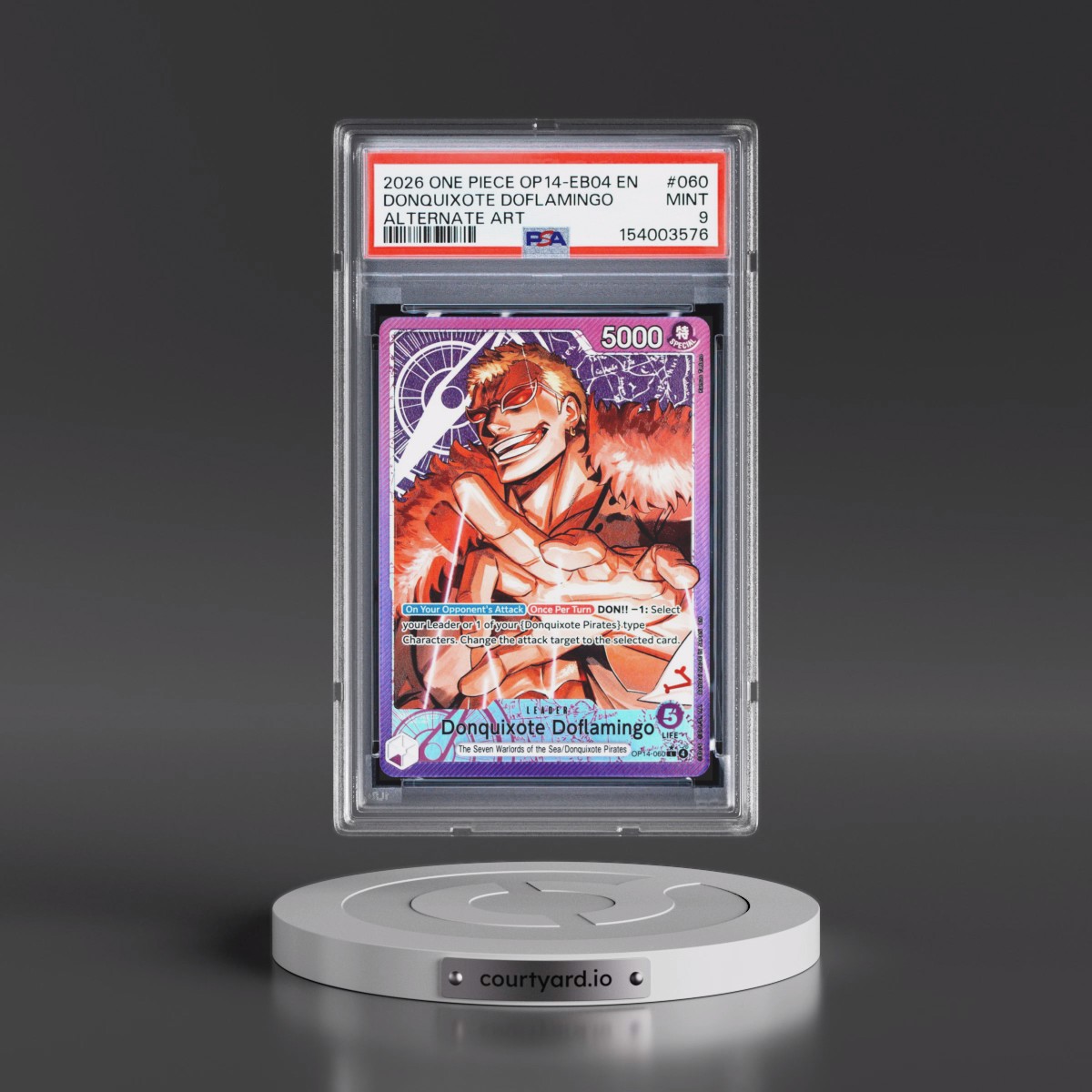 2026 One Piece OP14-EB04-the Azure Sea's Seven #060 Donquixote Doflamingo - Alternate Art (PSA 9 MINT)