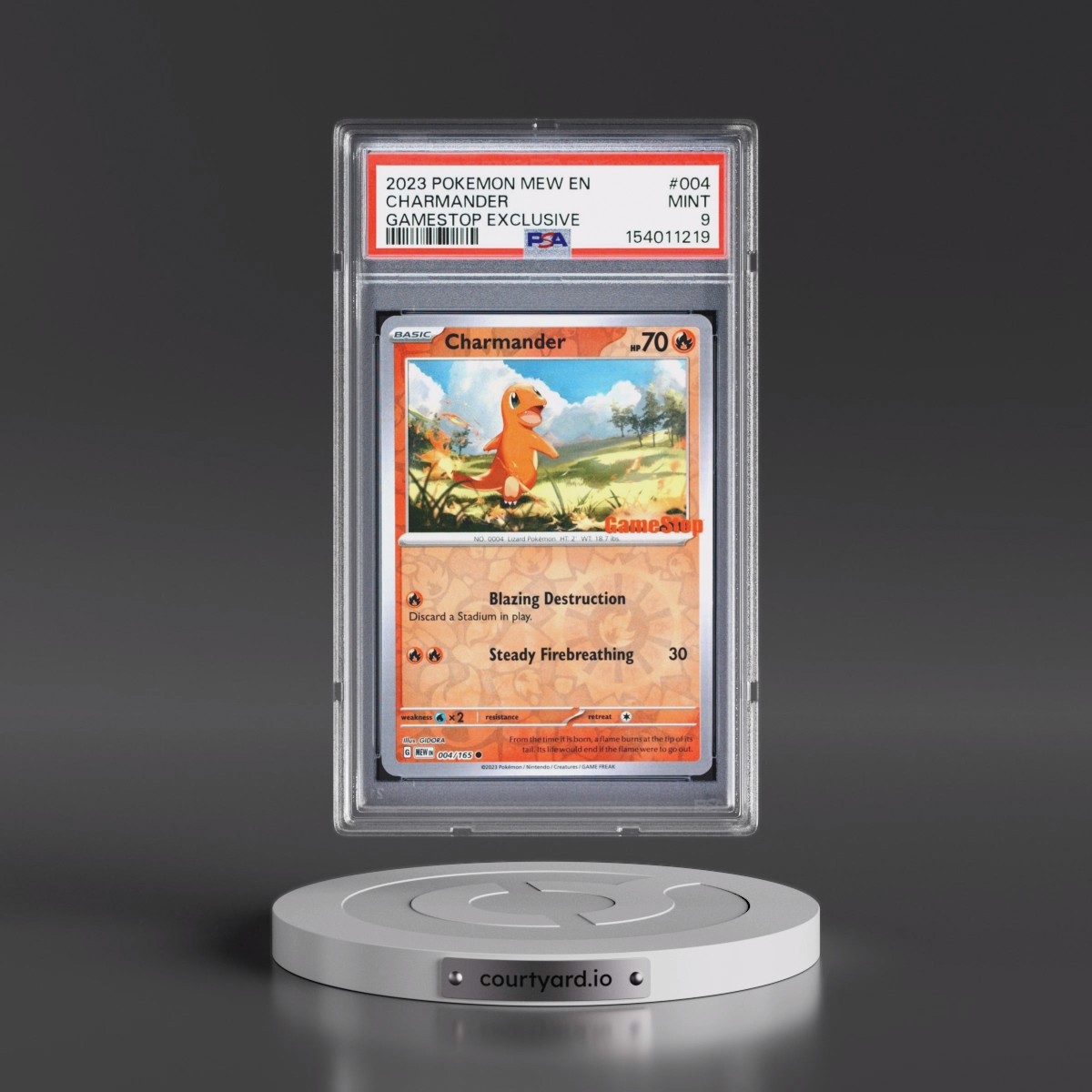 2023 Pokémon Mew EN-151 #004 Charmander - Gamestop Exclusive (PSA 9 MINT)