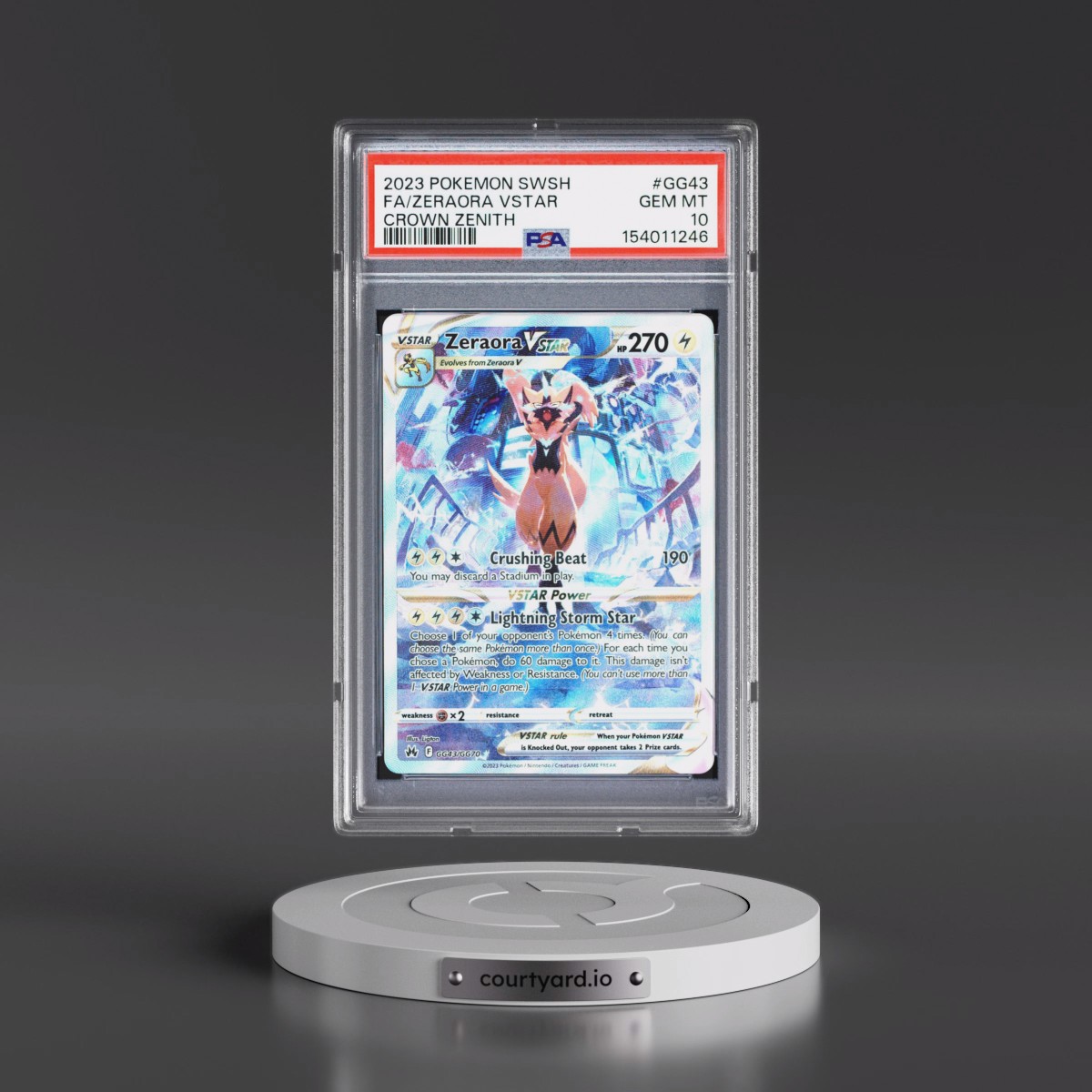 2023 Pokémon Sword and Shield Crown Zenith #GG43 Zeraora Vstar - Full Art (PSA 10 GEM MINT)
