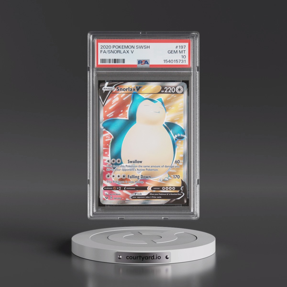 2020 Pokémon Sword & Shield Snorlax V - Holo Full Art #197 PSA 10