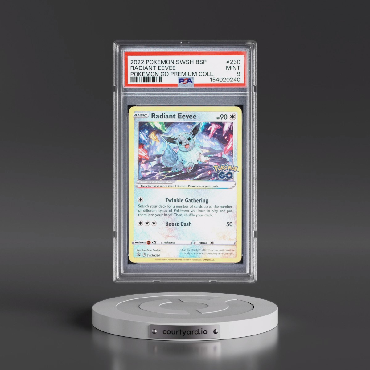 2022 Pokémon Swsh Black Star Promo #230 Radiant Eevee - Holo Pokemon Go Premium Collection Radiant Eevee (PSA 9 MINT)