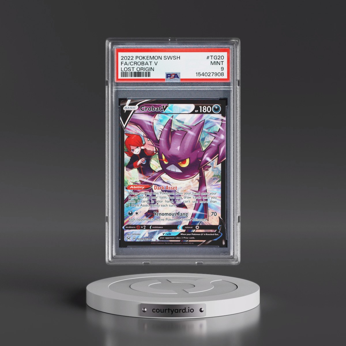 2022 Pokémon Sword & Shield Lost Origin #TG20 Crobat V - Holo Full Art (PSA 9 MINT)