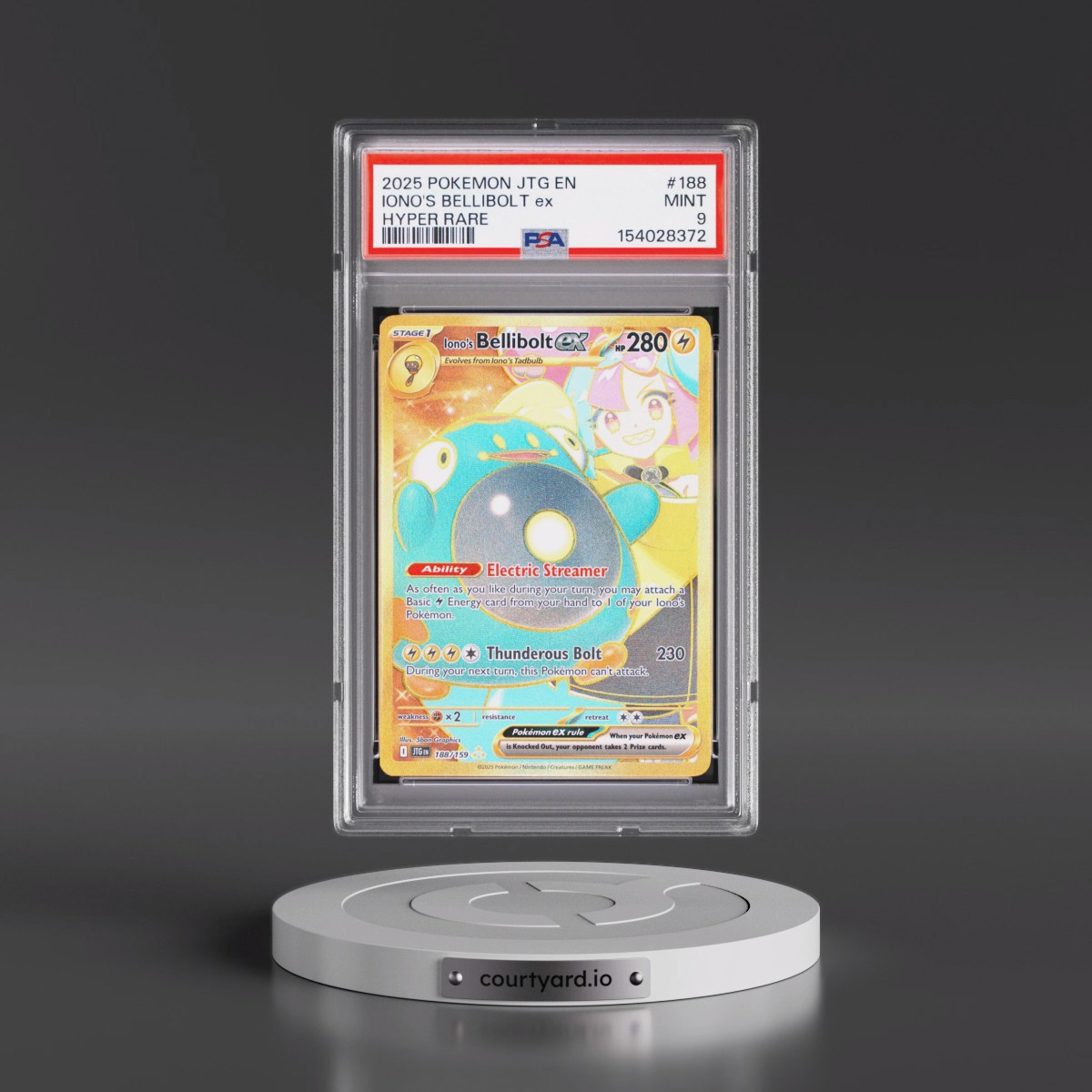 2025 Pokémon Jtg EN-Journey Together #188 Iono's Bellibolt EX - Holo Hyper Rare (PSA 9 MINT)