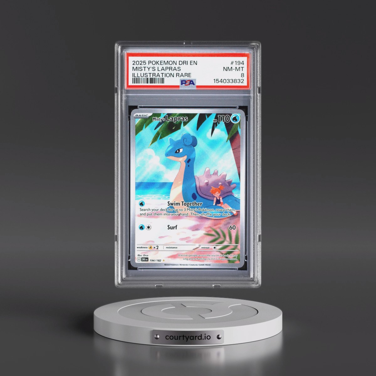 2025 Pokémon Dri EN-Destined Rivals #194 Misty's Lapras - Illustration Rare (PSA 8 NM-MT)