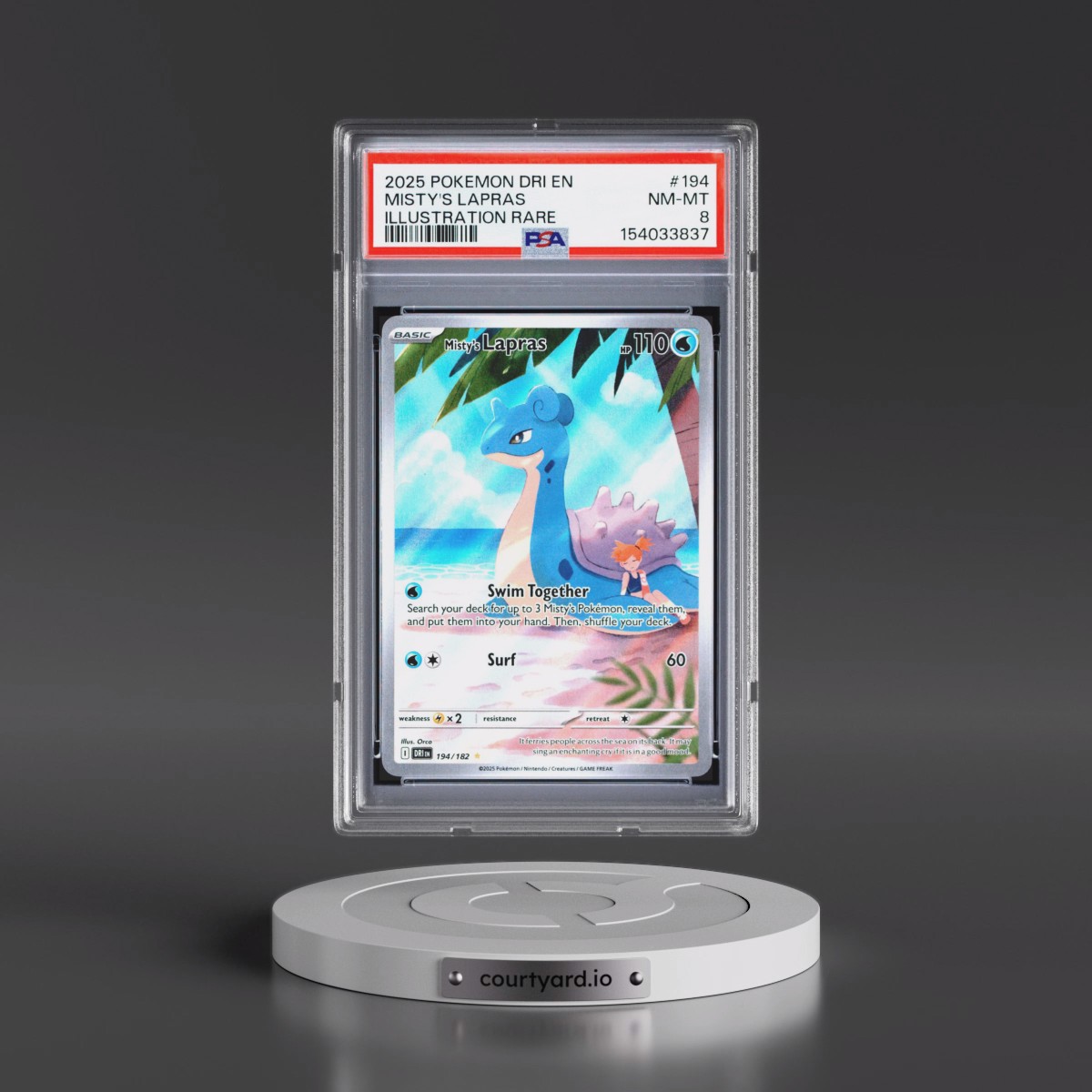 2025 Pokémon Dri EN-Destined Rivals #194 Misty's Lapras - Illustration Rare (PSA 8 NM-MT)