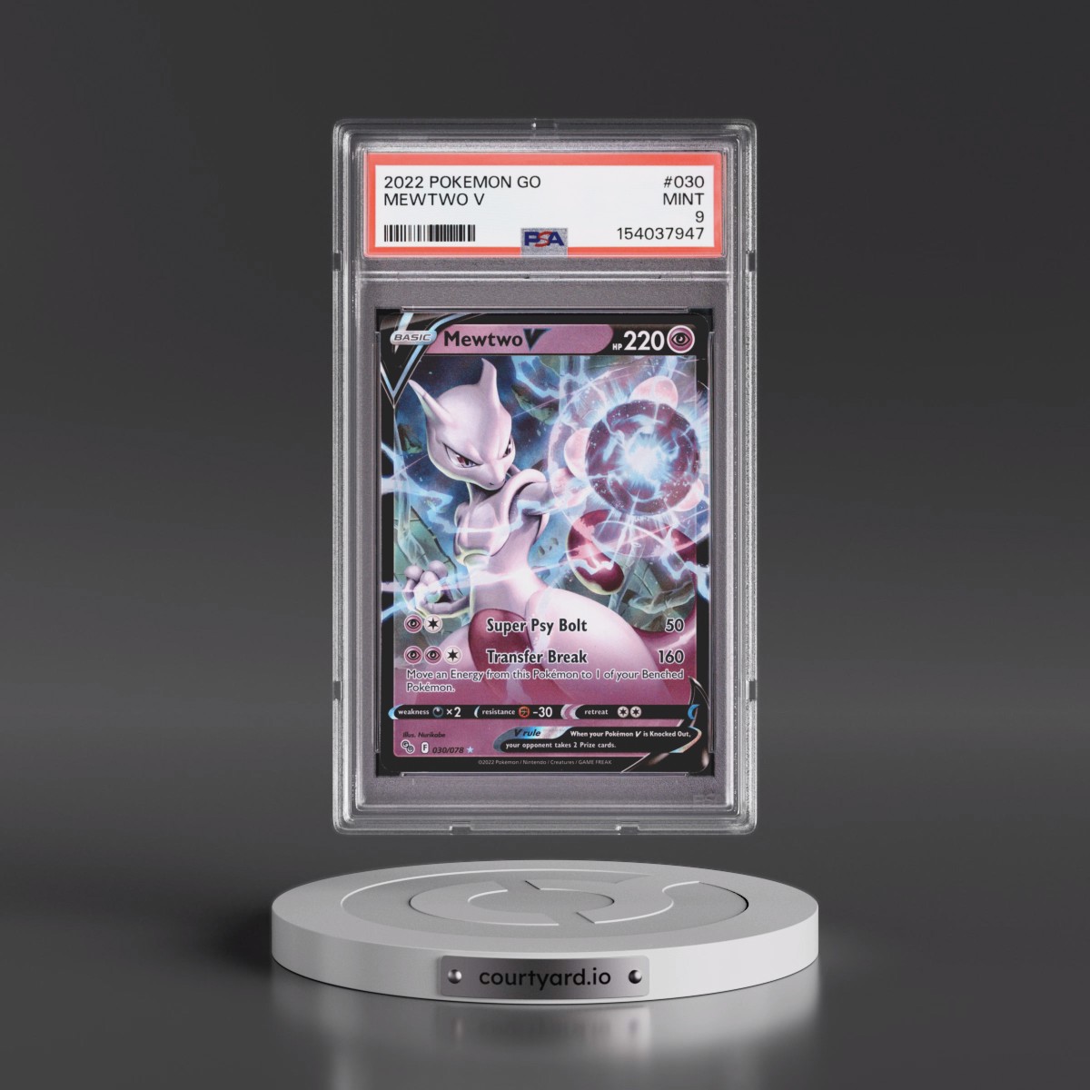 2022 Pokémon Go #030 Mewtwo V - Holo (PSA 9 MINT)