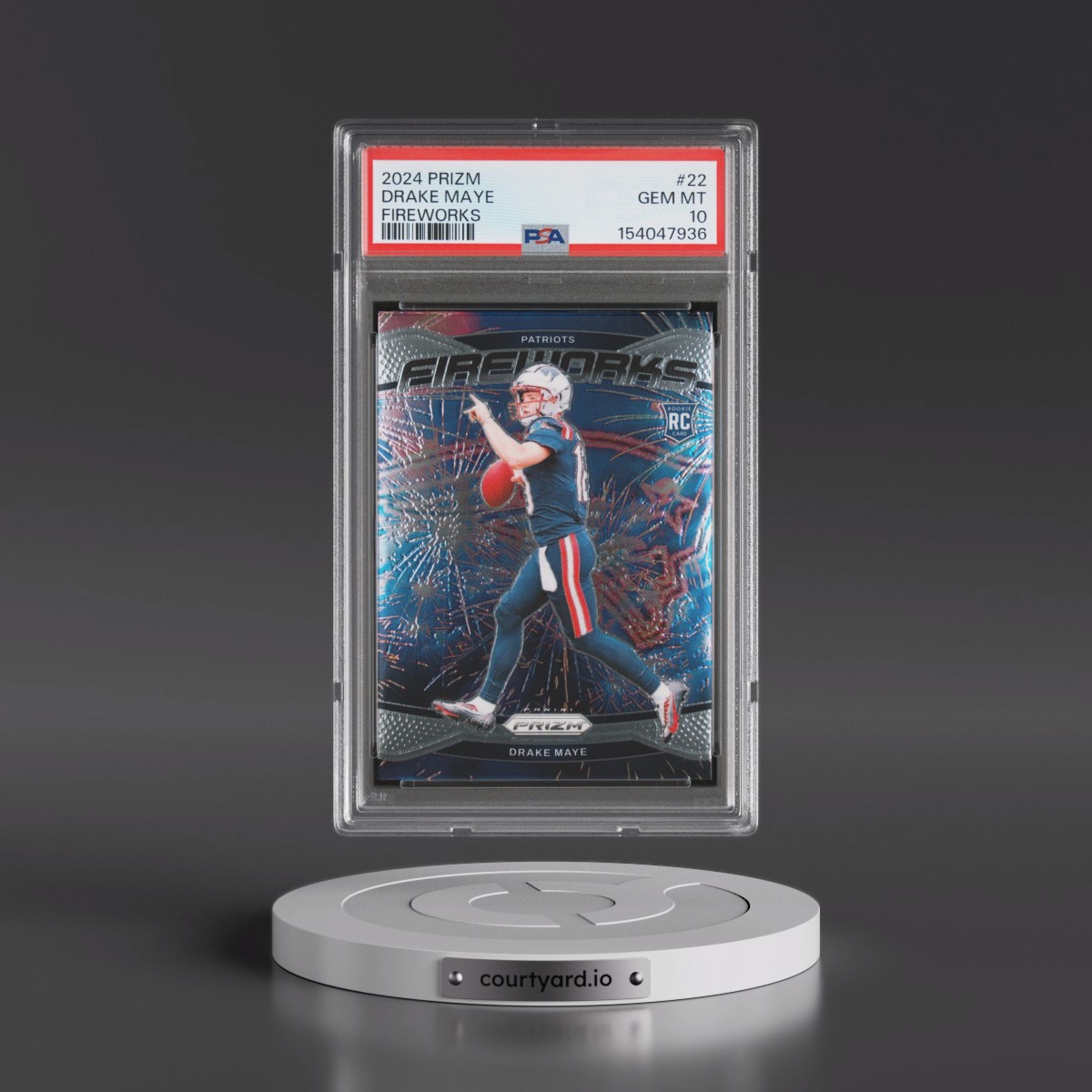 2024 Panini Prizm Fireworks #22 Drake Maye (PSA 10 GEM MINT)
