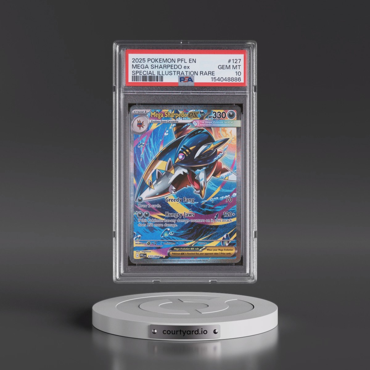 2025 Pokémon Pfl EN-Phantasmal Flames #127 Mega Sharpedo EX - Holo Special Illustration Rare (PSA 10 GEM MINT)