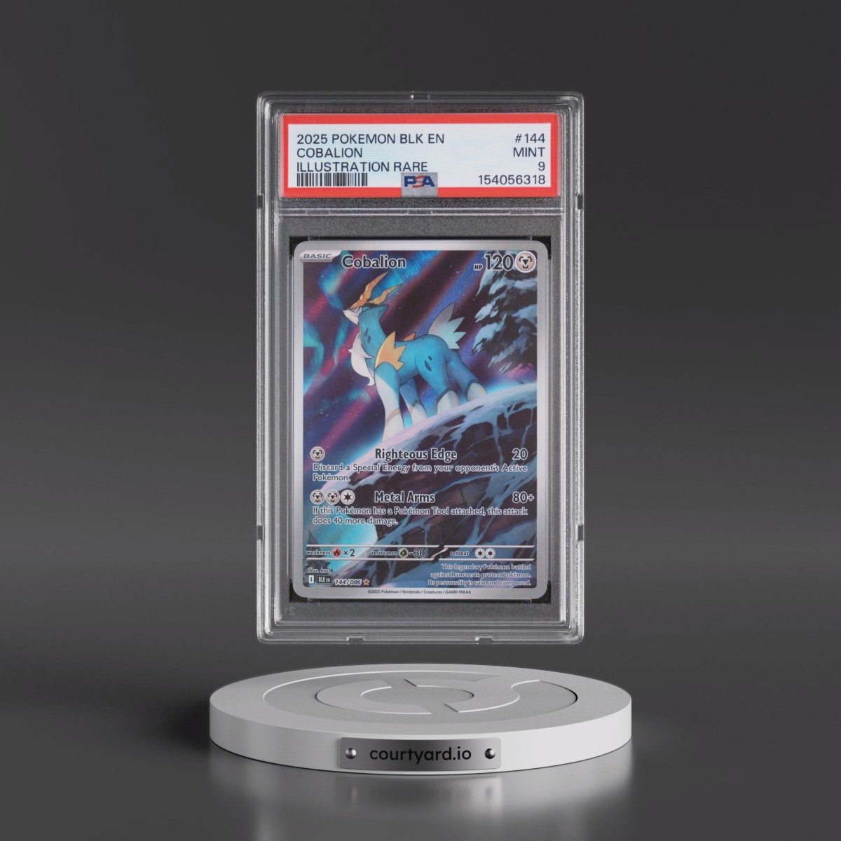2025 Pokémon Blk EN-Black Bolt #144 Cobalion - Illustration Rare (PSA 9 MINT)