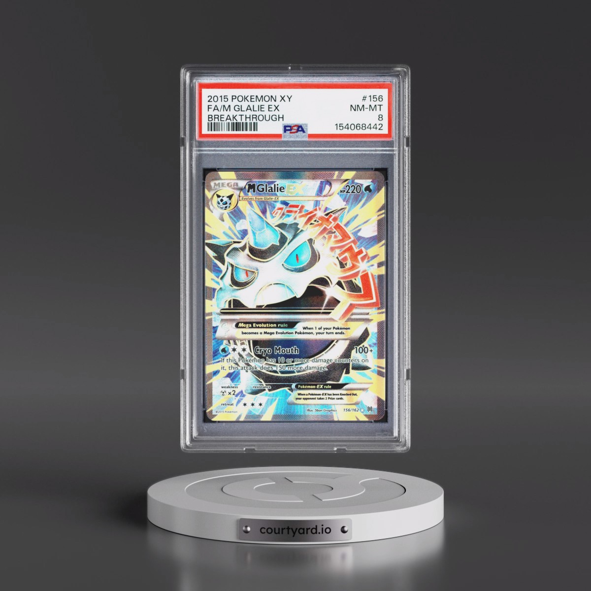 2015 Pokémon XY Breakthrough #156 M Glalie EX - Holo Full Art (PSA 8 NM-MT)