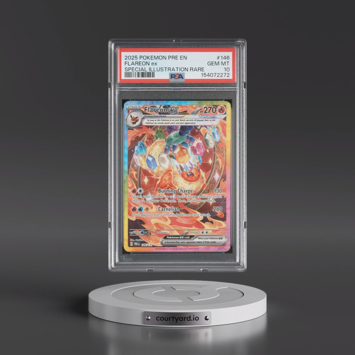 2025 Pokémon Pre EN-Prismatic Evolutions #146 Flareon EX - Holo Special Illustration Rare (PSA 10 GEM MINT) - Photo