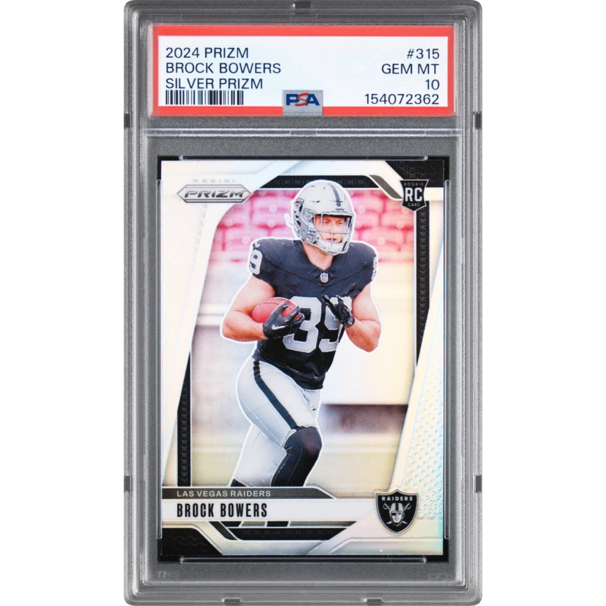 2024 Panini Prizm #315 Brock Bowers - Silver Prizm (PSA 10 GEM MINT)