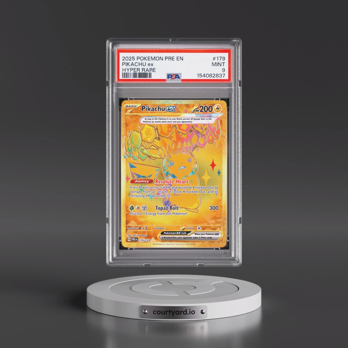 2025 Pokémon Pre EN-Prismatic Evolutions #179 Pikachu EX - Holo Hyper Rare (PSA 9 MINT)