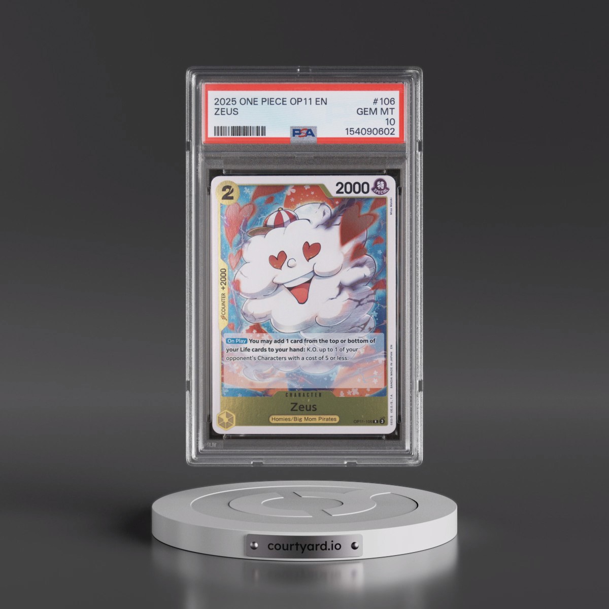 2025 One Piece OP11-A Fist of Divine Speed #106 Zeus (PSA 10 GEM MINT)
