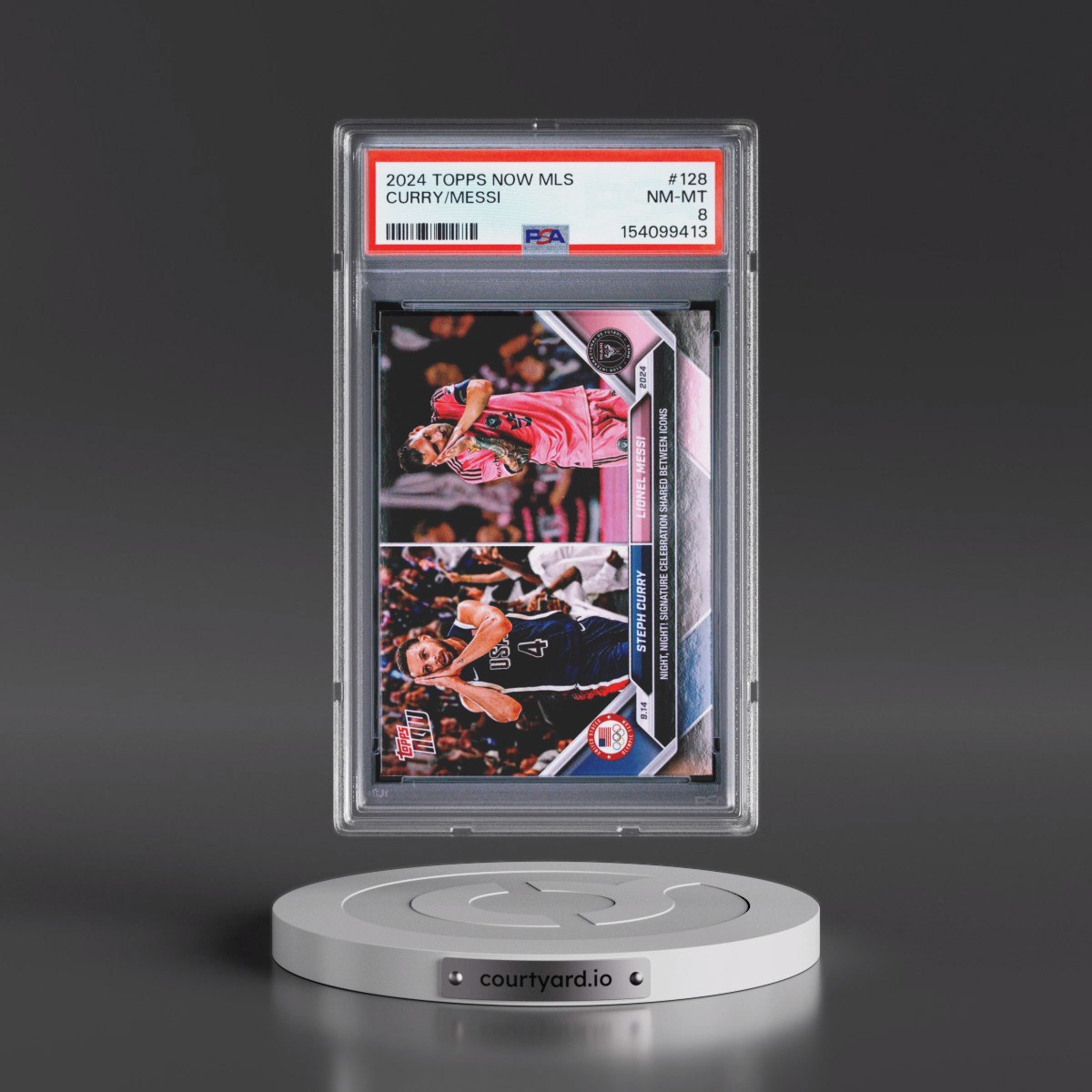 2024 Topps Now MLS #128 Lionel Messi/Steph Curry (PSA 8 NM-MT)