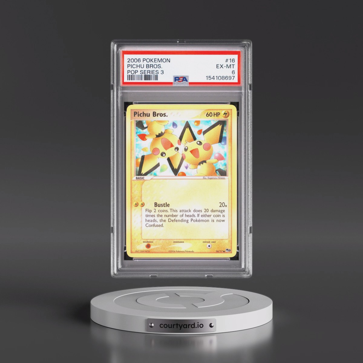 2006 Pokémon Pop Series 3 #16 Pichu Bros. (PSA 6 EX-MT)