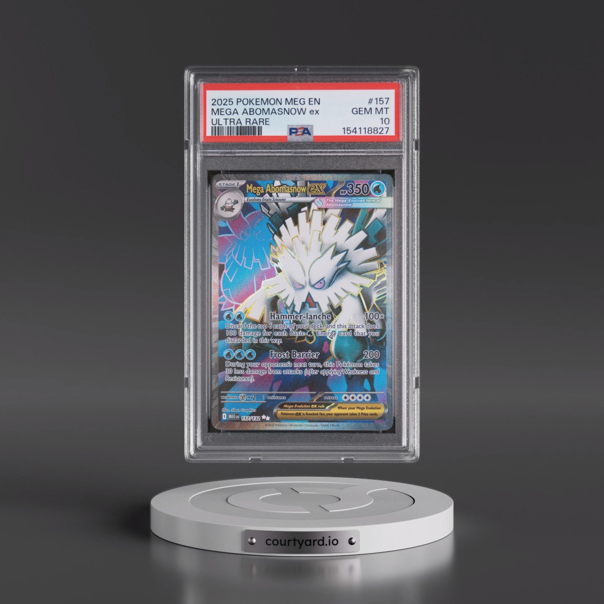 2025 Pokémon Meg EN-Mega Evolution #157 Mega Abomasnow EX - Holo Ultra Rare (PSA 10 GEM MINT)