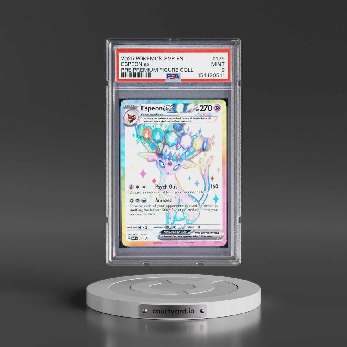 2025 Pokémon Svp EN-SV Black Star Promo #175 Espeon EX - Holo Prismatic Evolutions Premium Figure Collection (PSA 9 MINT)