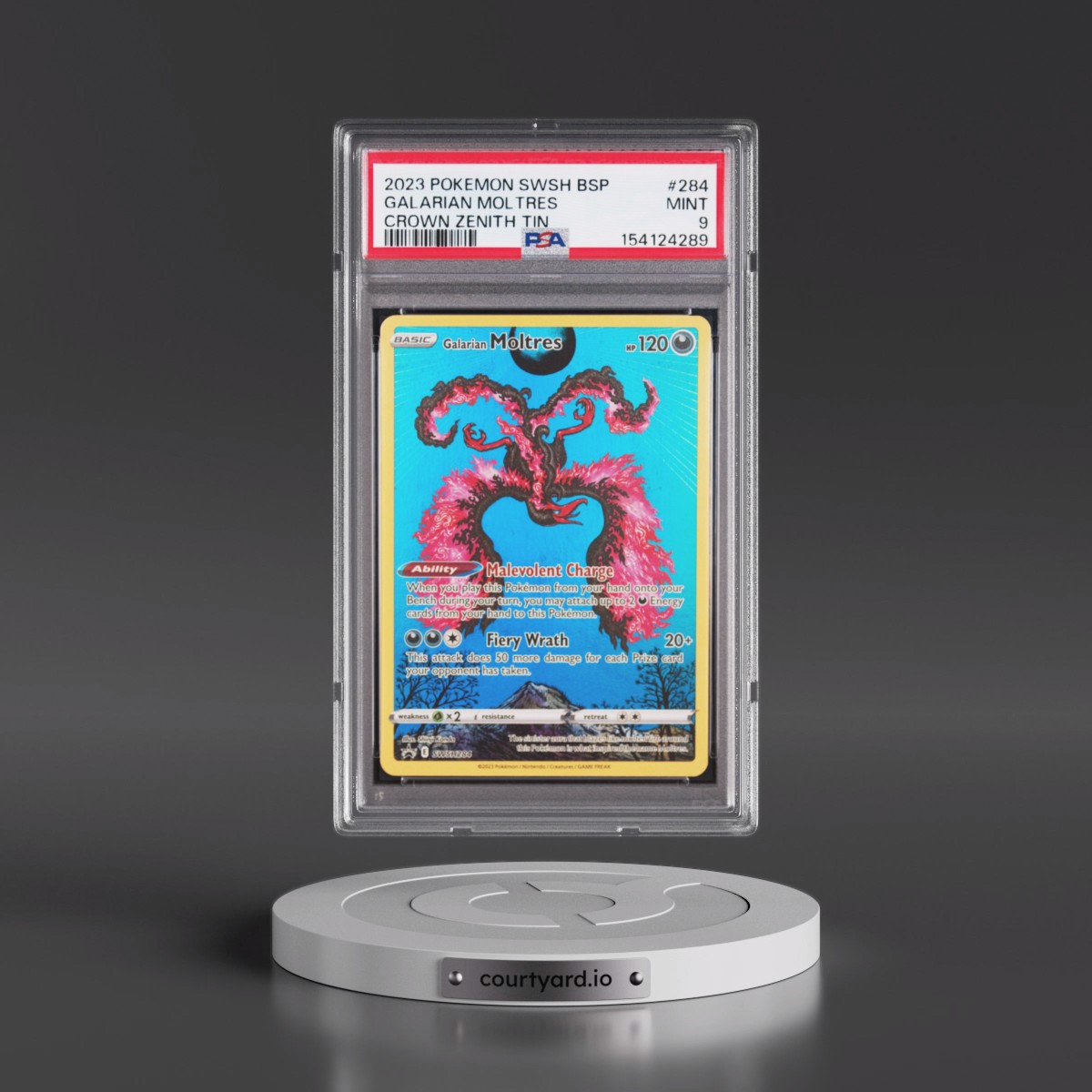 2023 Pokémon Swsh Black Star Promo #284 Galarian Moltres - Crown Zenith Tin (PSA 9 MINT)