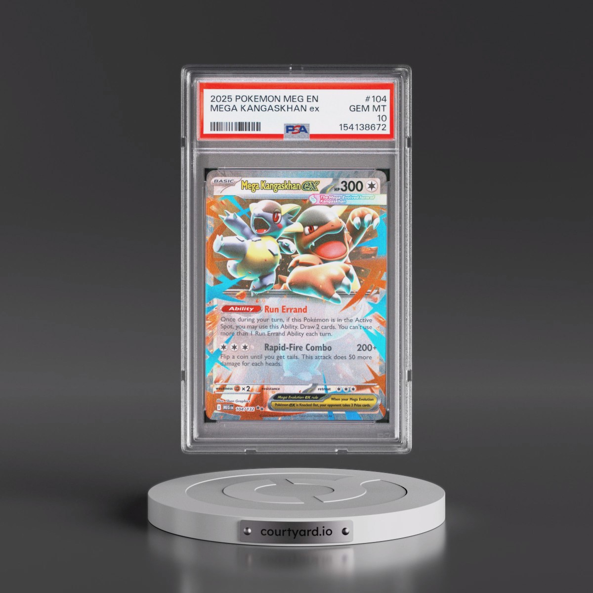 2025 Pokémon Meg EN-Mega Evolution #104 Mega Kangaskhan EX - Holo (PSA 10 GEM MINT)