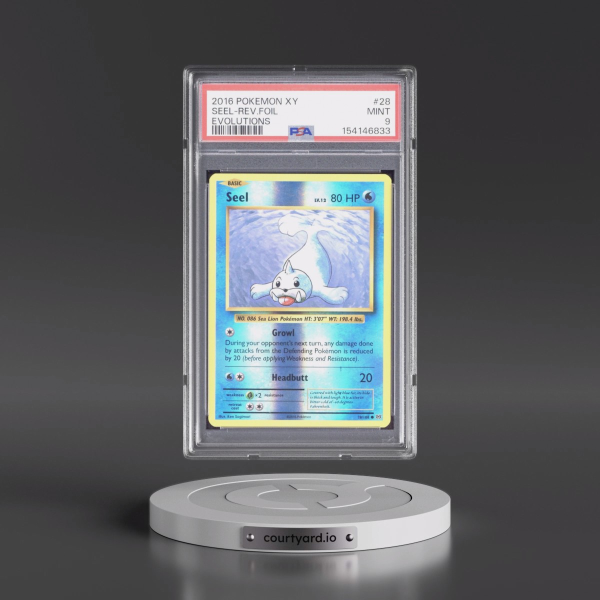 2016 Pokémon XY Evolutions #28 Seel - Reverse Foil (PSA 9 MINT)