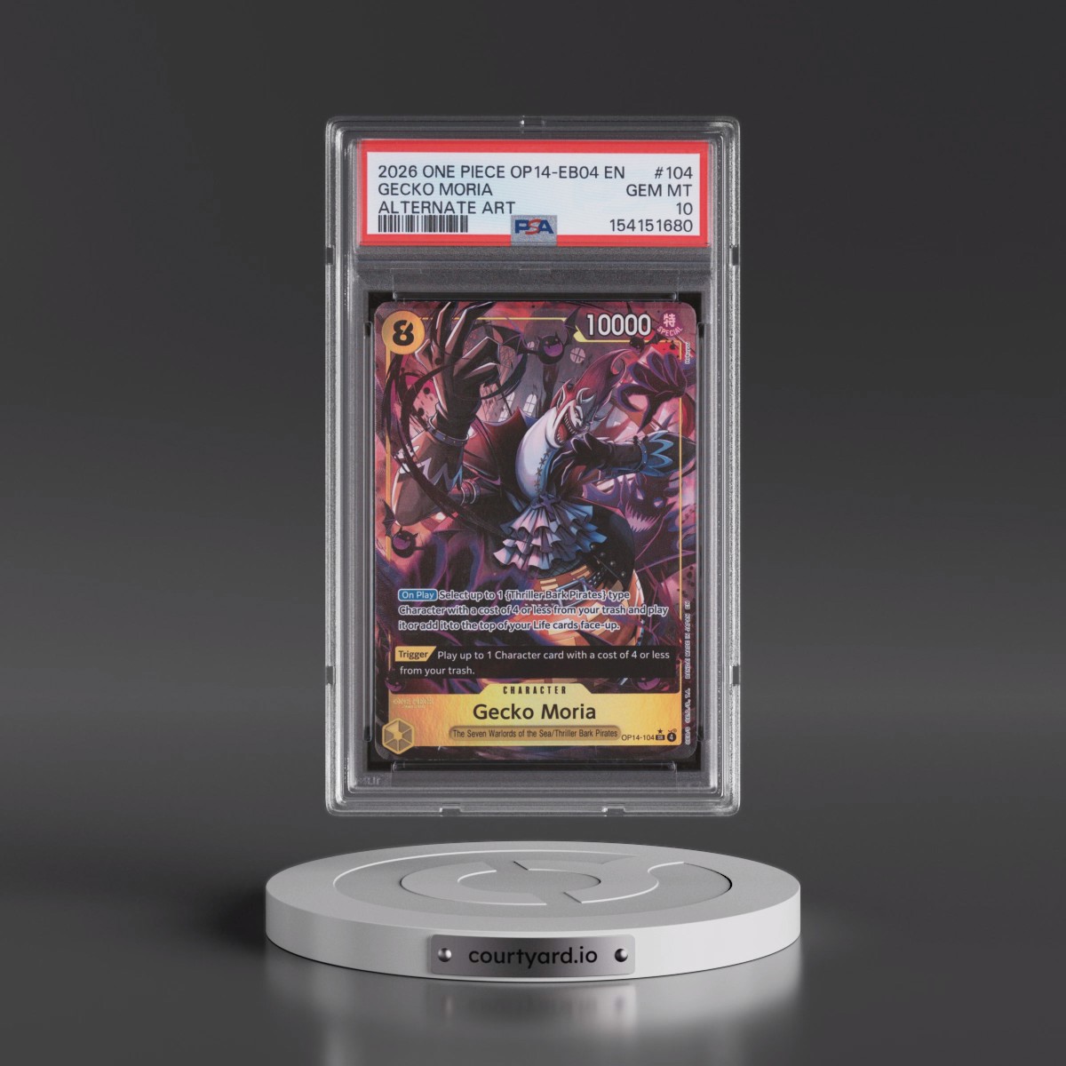 2026 One Piece OP14-EB04-the Azure Sea's Seven #104 Gecko Moria - Alternate Art (PSA 10 GEM MINT)