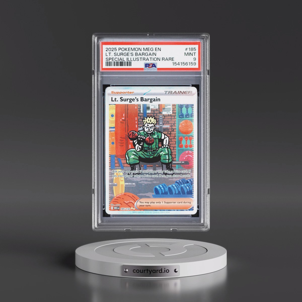2025 Pokémon Meg EN-Mega Evolution #185 LT. Surge's Bargain - Special Illustration Rare (PSA 9 MINT)