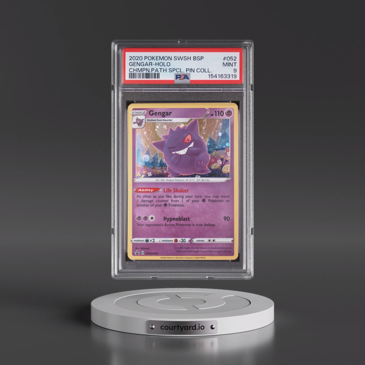 2020 Pokémon Swsh Black Star Promo #052 Gengar - Holo Champion's Path Special Pin Collection (PSA 9 MINT)