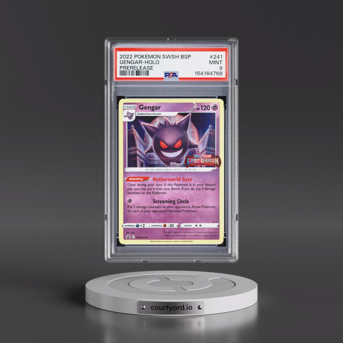 2022 Pokémon Swsh Black Star Promo #241 Gengar - Holo Prerelease (PSA 9 MINT)