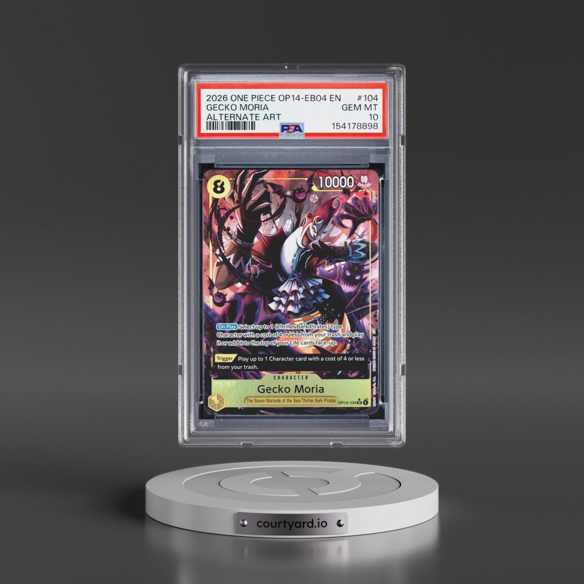 2026 One Piece OP14-EB04-the Azure Sea's Seven #104 Gecko Moria - Alternate Art (PSA 10 GEM MINT)
