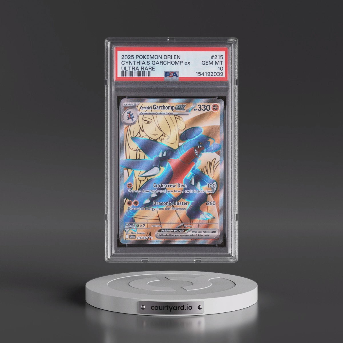 2025 Pokémon Dri EN-Destined Rivals #215 Cynthia's Garchomp EX - Holo Ultra Rare (PSA 10 GEM MINT)