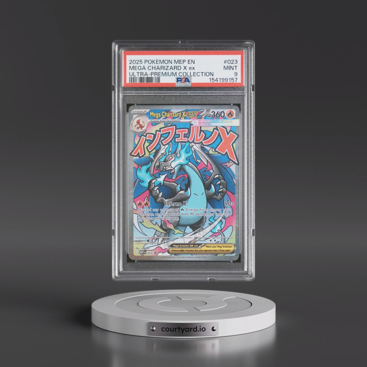 2025 Pokémon Mep EN-Me Black Star Promo #023 Mega Charizard X EX - Holo Mega Charizard X EX Ultra-Premium Collection (PSA 9 MINT)
