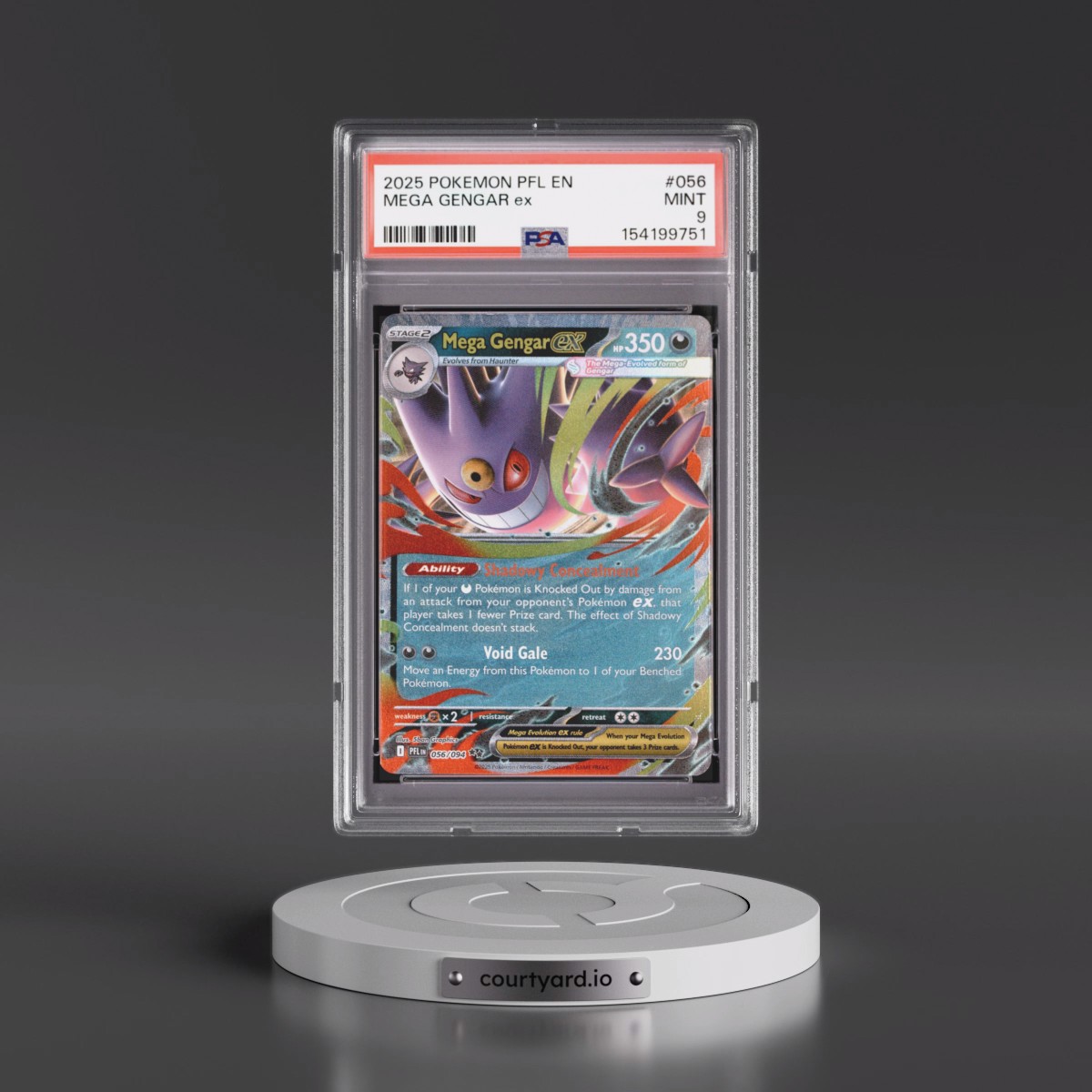 2025 Pokémon Pfl EN-Phantasmal Flames #056 Mega Gengar EX - Holo (PSA 9 MINT)