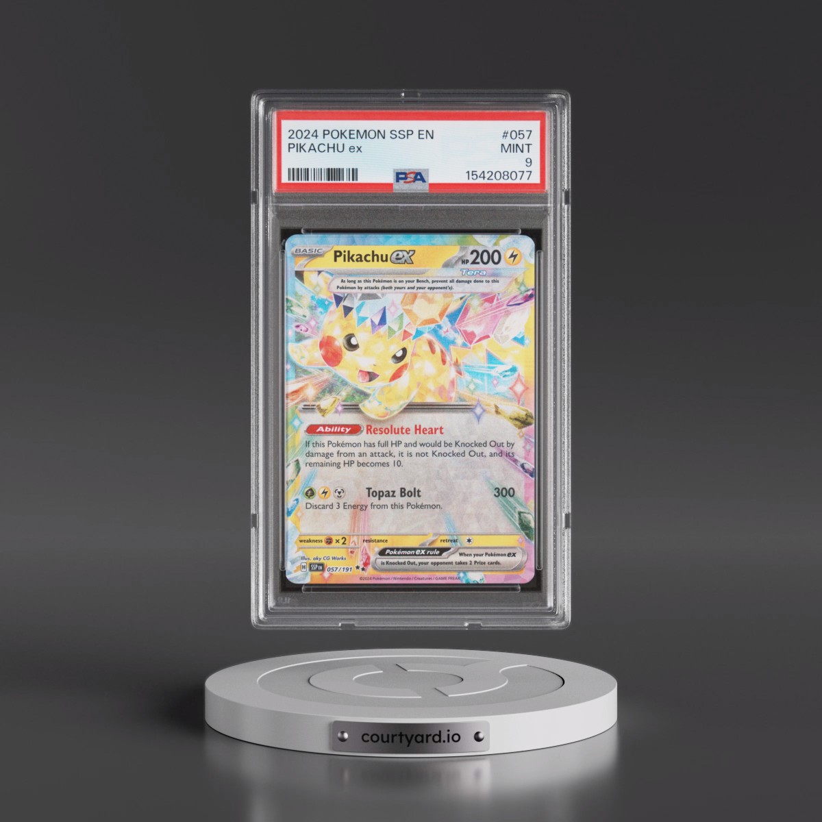 2024 Pokémon Ssp EN-Surging Sparks #057 Pikachu EX - Holo (PSA 9 MINT)