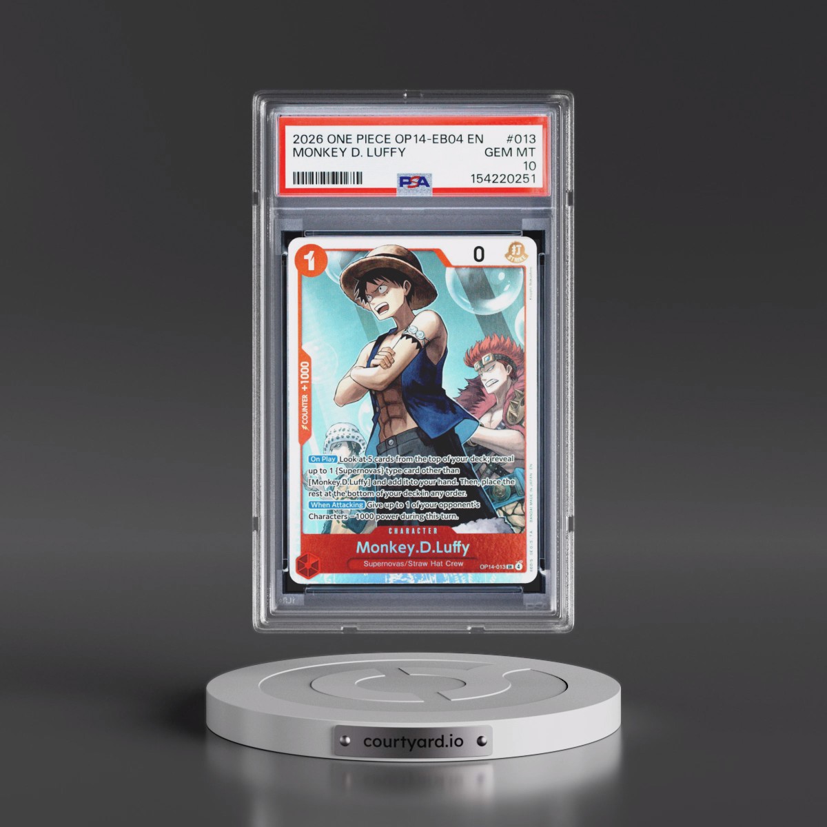 2026 One Piece OP14-EB04-the Azure Sea's Seven #013 Monkey D. Luffy (PSA 10 GEM MINT)