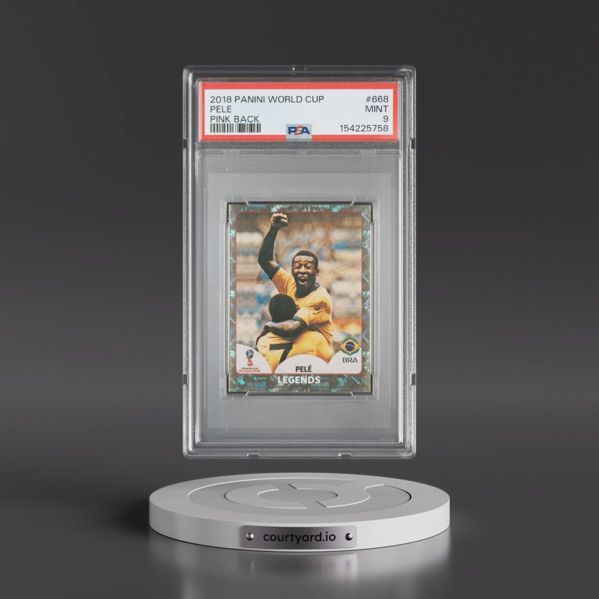 2018 Panini World Cup Stickers #668 Pele - Pink Back (PSA 9 MINT)