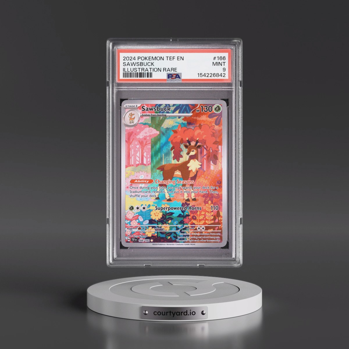 2024 Pokémon Tef EN-Temporal Forces #166 Sawsbuck - Illustration Rare (PSA 9 MINT)
