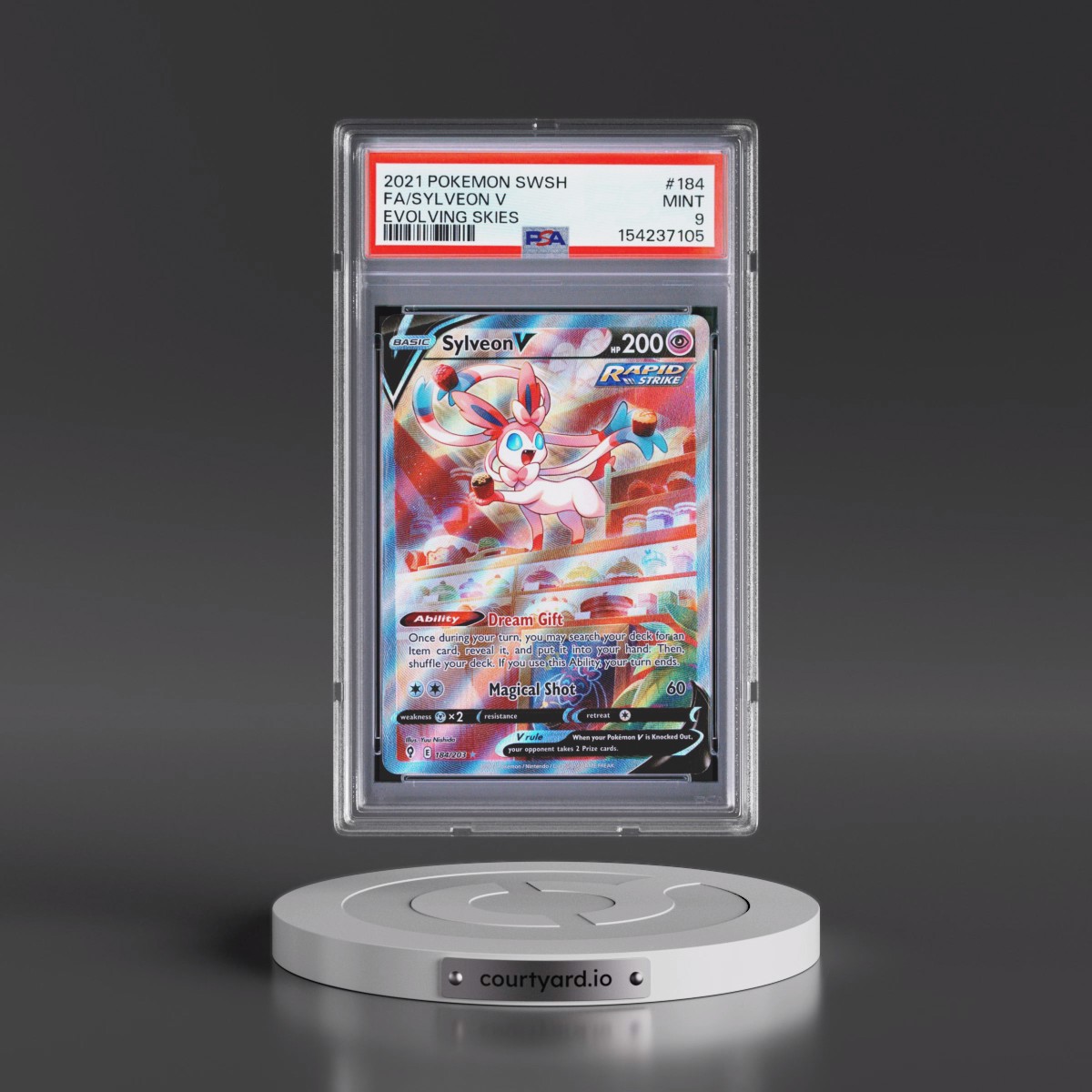 2021 Pokémon Sword & Shield Evolving Skies #184 Sylveon V - Holo Full Art (PSA 9 MINT)
