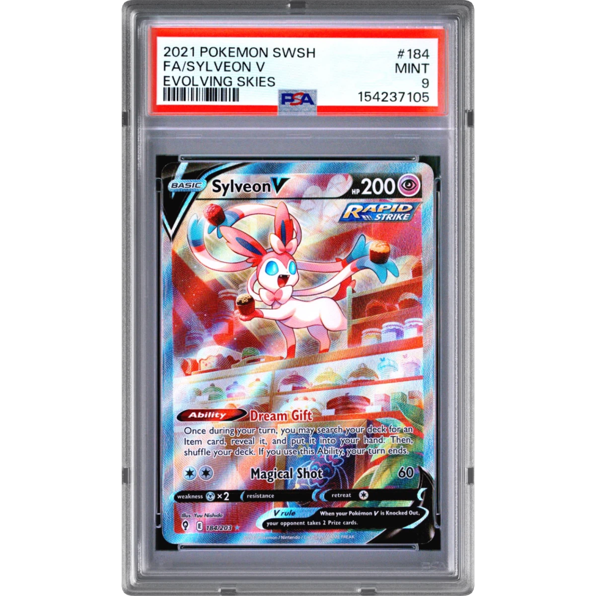 2021 Pokémon Sword & Shield Evolving Skies #184 Sylveon V - Holo Full Art (PSA 9 MINT)