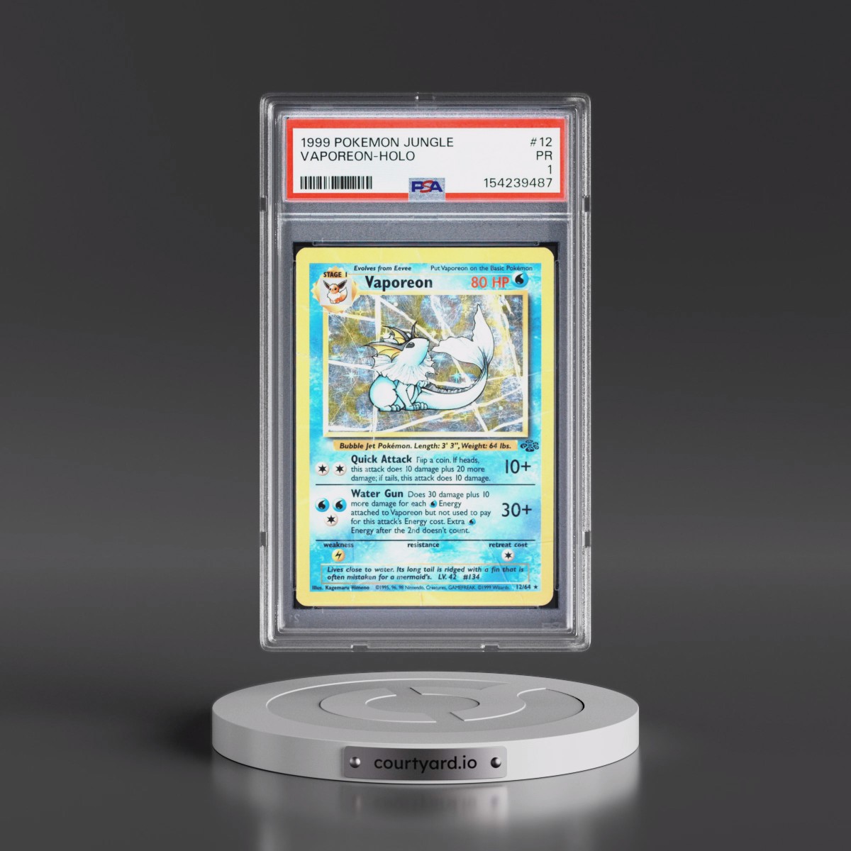 1999 Pokémon Jungle #12 Vaporeon - Holo (PSA 1 PR)