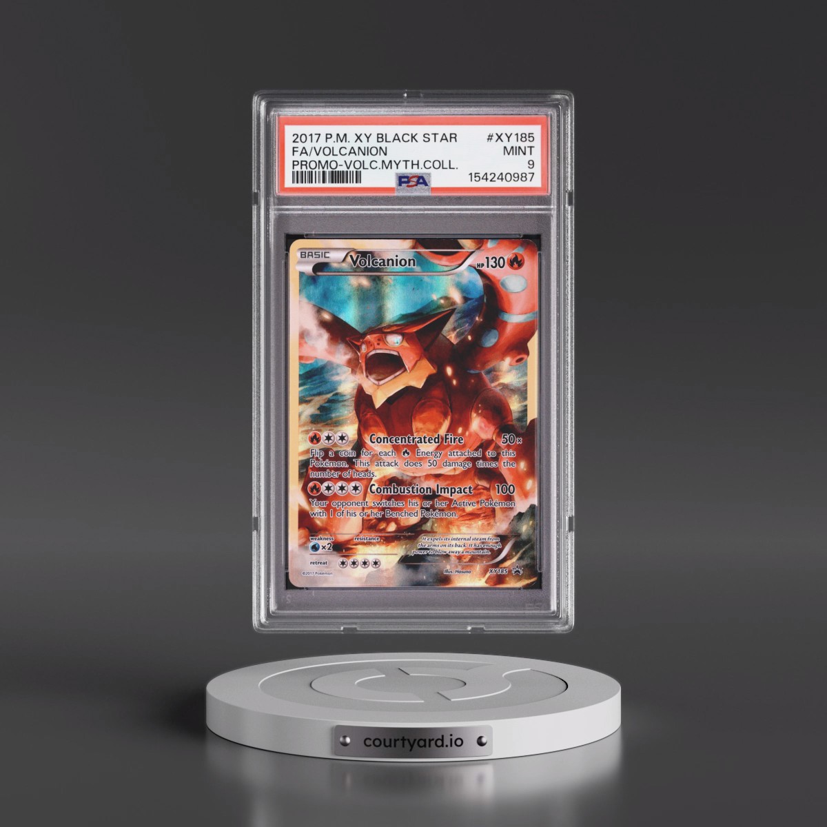2017 Pokémon XY Black Star Promo #XY185 Volcanion - Full Art Volcanion Mythical Collection (PSA 9 MINT)