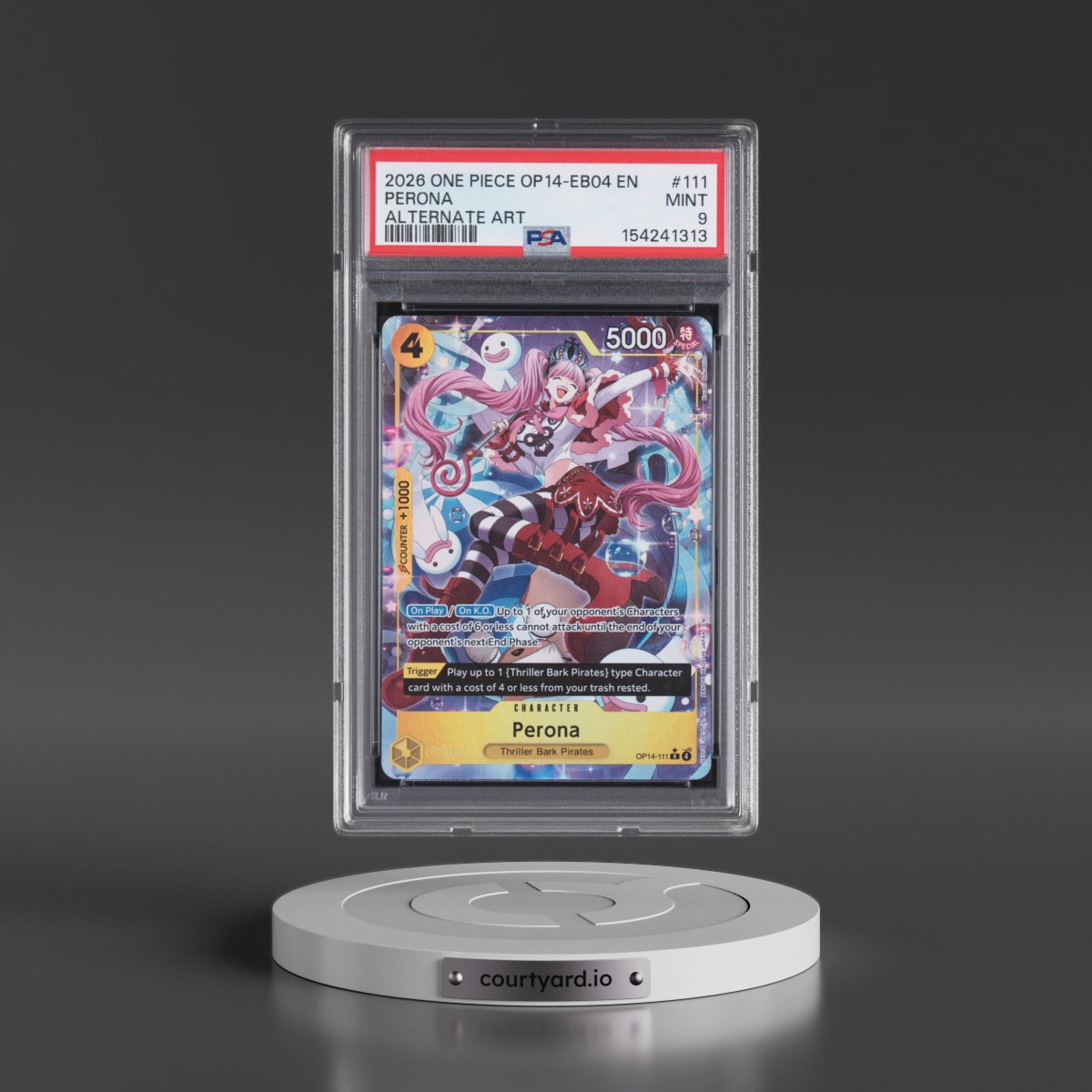 2026 One Piece OP14-EB04-the Azure Sea's Seven #111 Perona - Alternate Art (PSA 9 MINT)